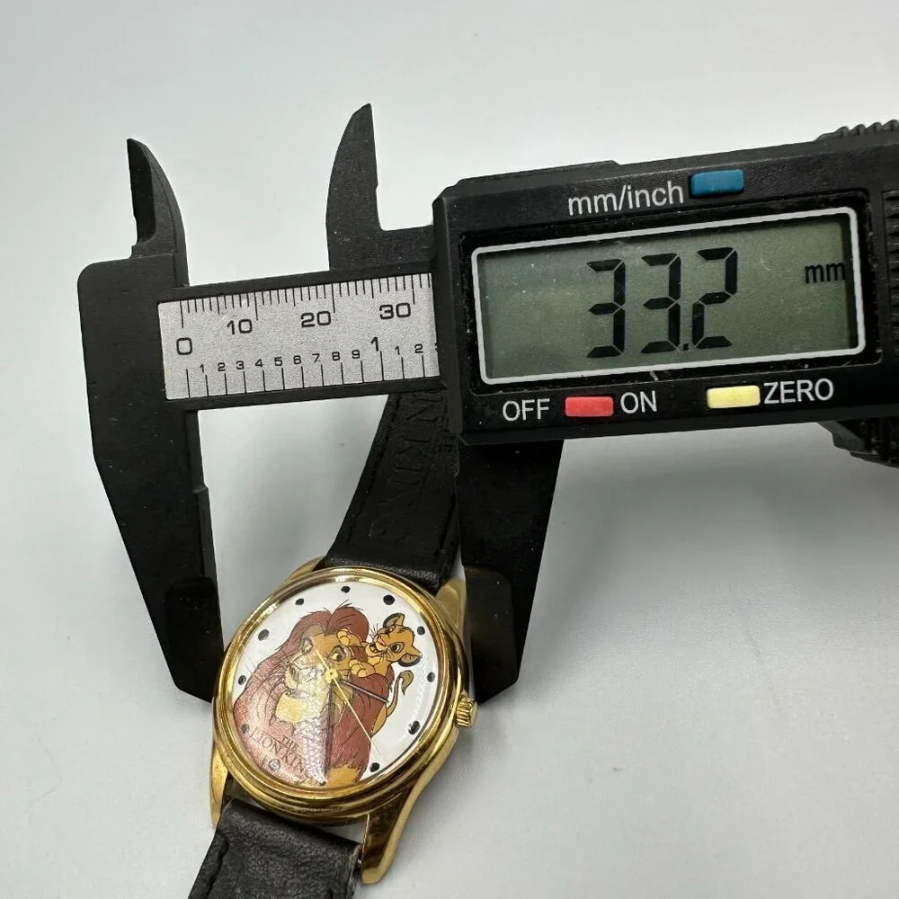 Timex Watch Women The Lion King Simba Mufasa Gold Tone Black Band Works 8.5
